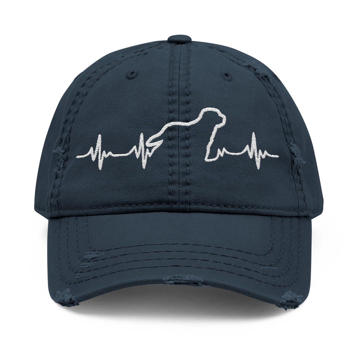 Distressed Dad Hat with Heartbeat Embroidery, Casual Cap for Dads, Gift for Father's Day, Trendy Outdoor Hat, Everyday Wear