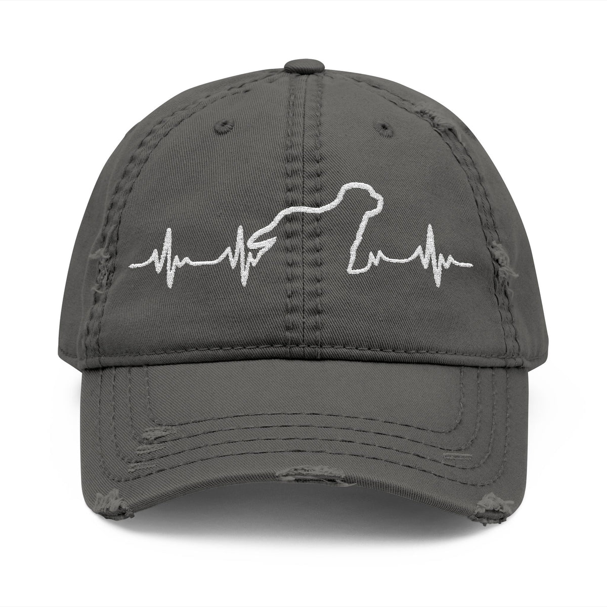 Distressed Dad Hat with Heartbeat Embroidery, Casual Cap for Dads, Gift for Father's Day, Trendy Outdoor Hat, Everyday Wear