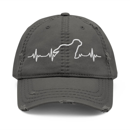 Distressed Dad Hat with Heartbeat Embroidery, Casual Cap for Dads, Gift for Father's Day, Trendy Outdoor Hat, Everyday Wear