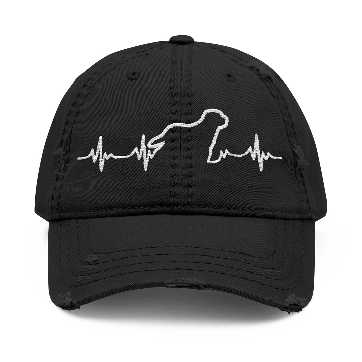 Distressed Dad Hat with Heartbeat Embroidery, Casual Cap for Dads, Gift for Father's Day, Trendy Outdoor Hat, Everyday Wear