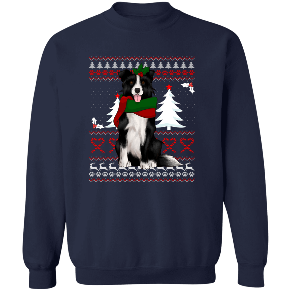 Border Collie Christmas Fun Ugly Sweatshirt