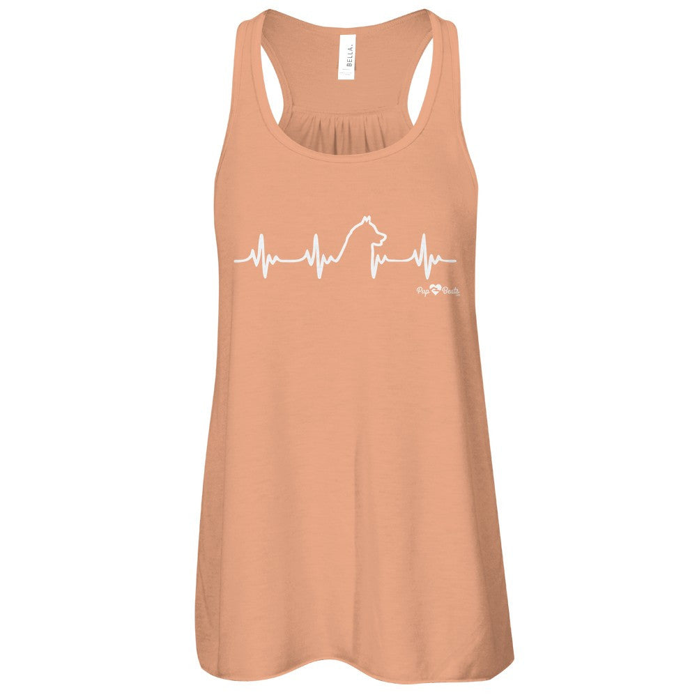 Siberian Husky Heartbeat Flowy Racerback Tank