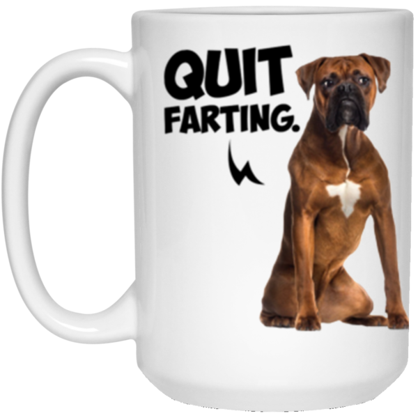 Boxer Quit Farting White Mug