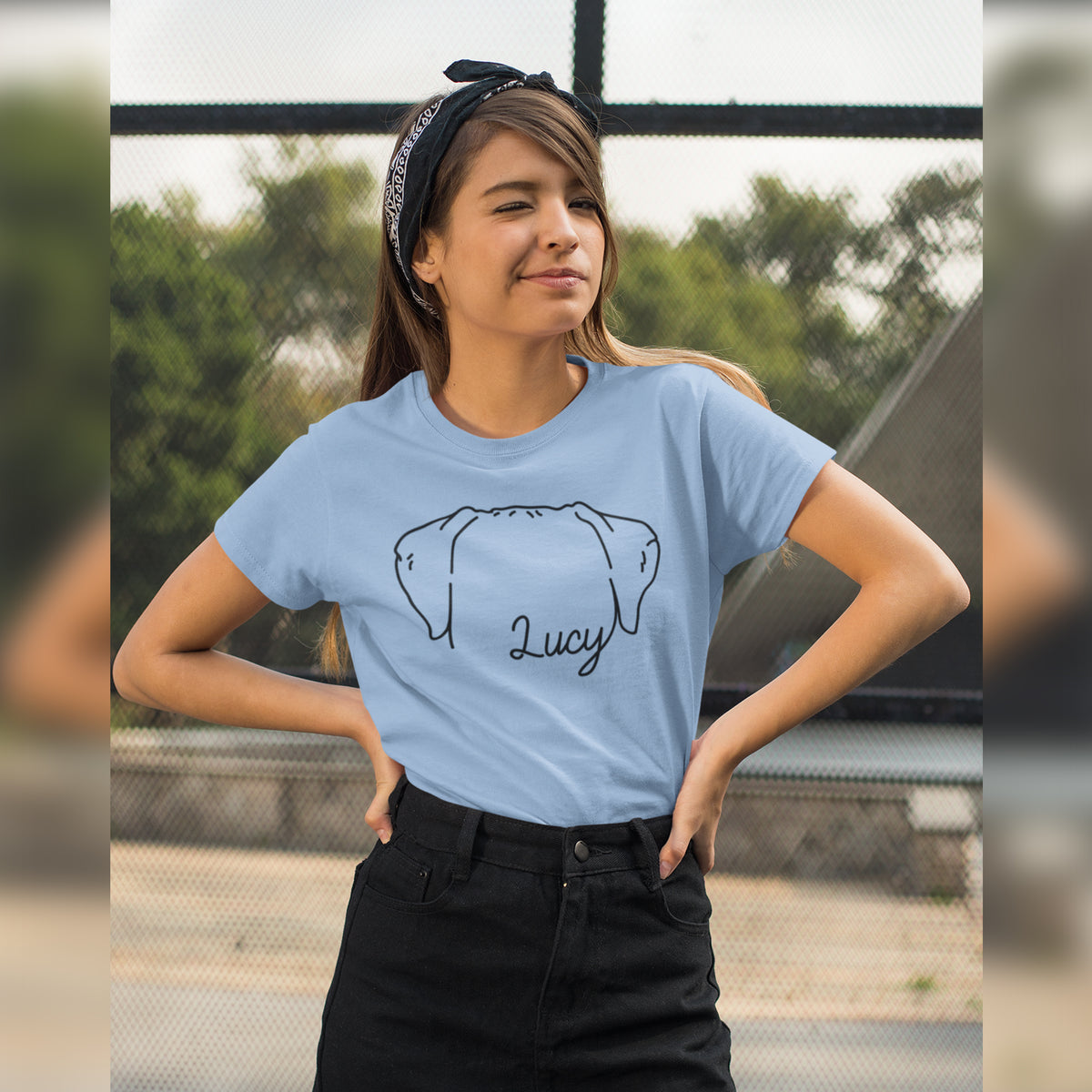 Custom Dog Ears Outline Tattoo Inspired T-Shirt
