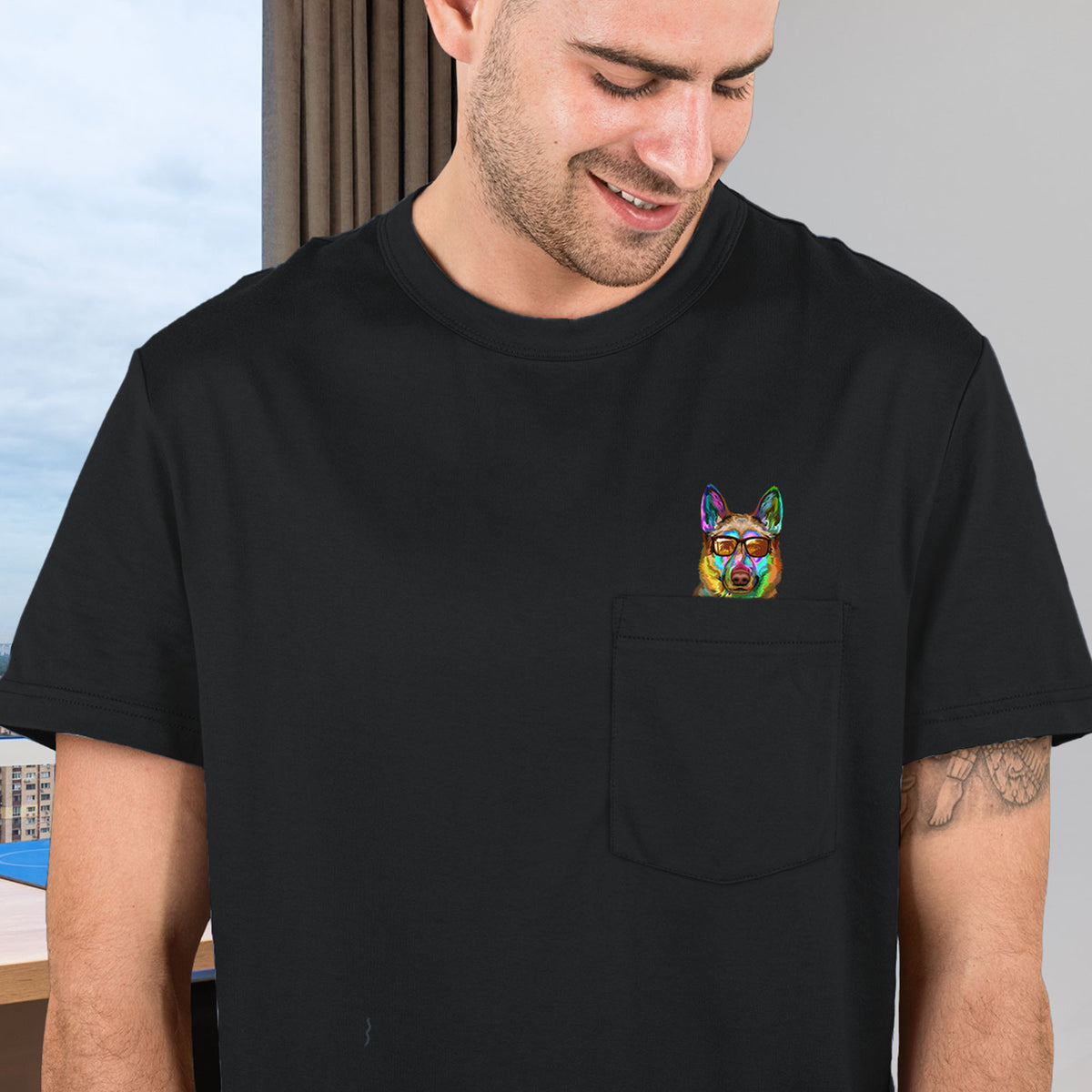 Funny German Shepherd Pocket T-Shirt