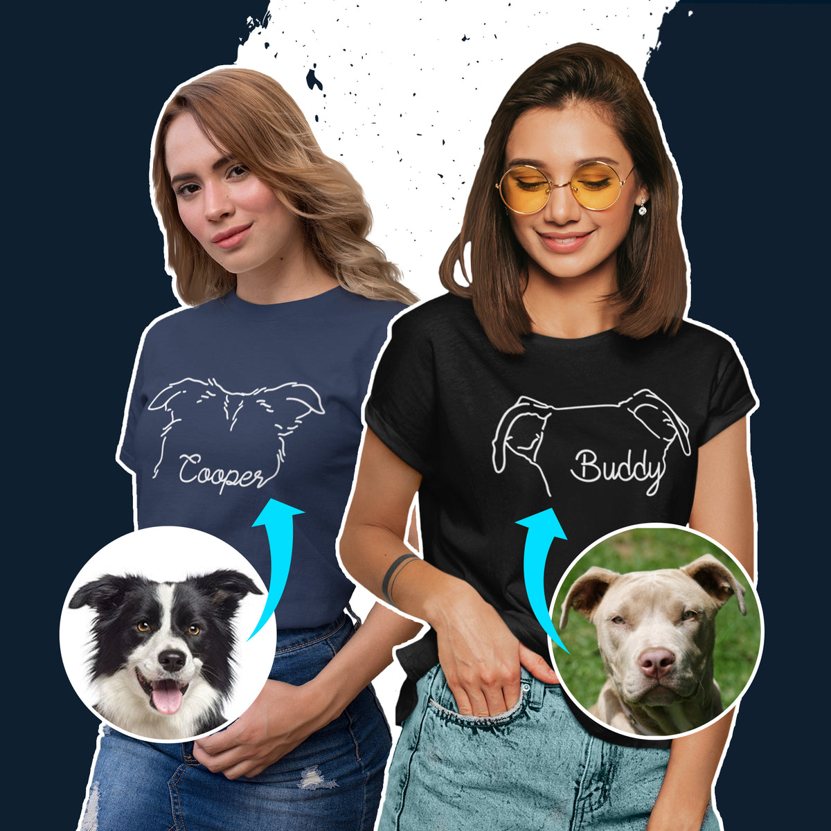 Custom Dog Ears Outline Tattoo Inspired T-Shirt