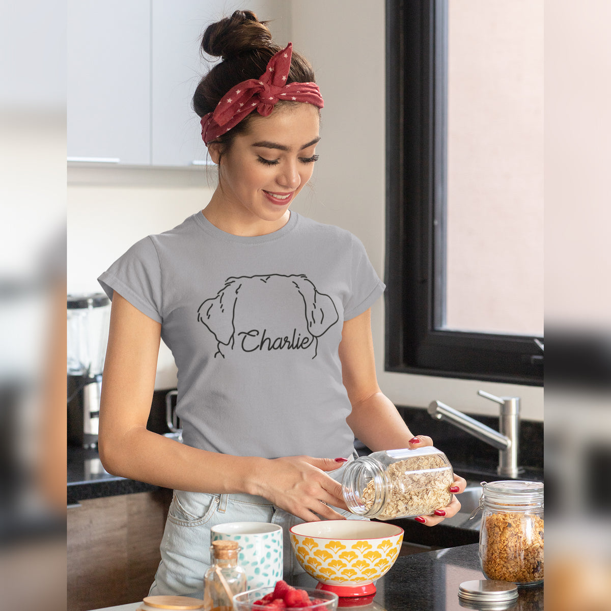 Custom Dog Ears Outline Tattoo Inspired T-Shirt