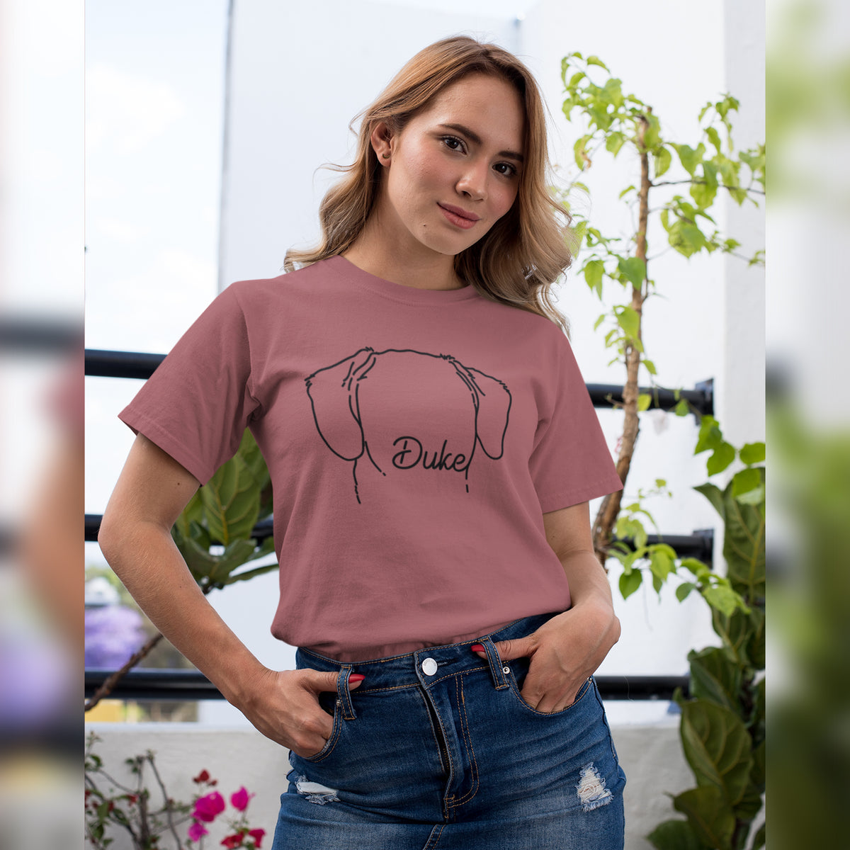 Custom Dog Ears Outline Tattoo Inspired T-Shirt