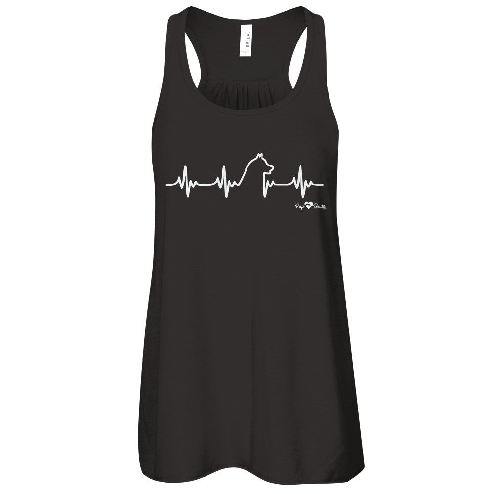 Siberian Husky Heartbeat Flowy Racerback Tank