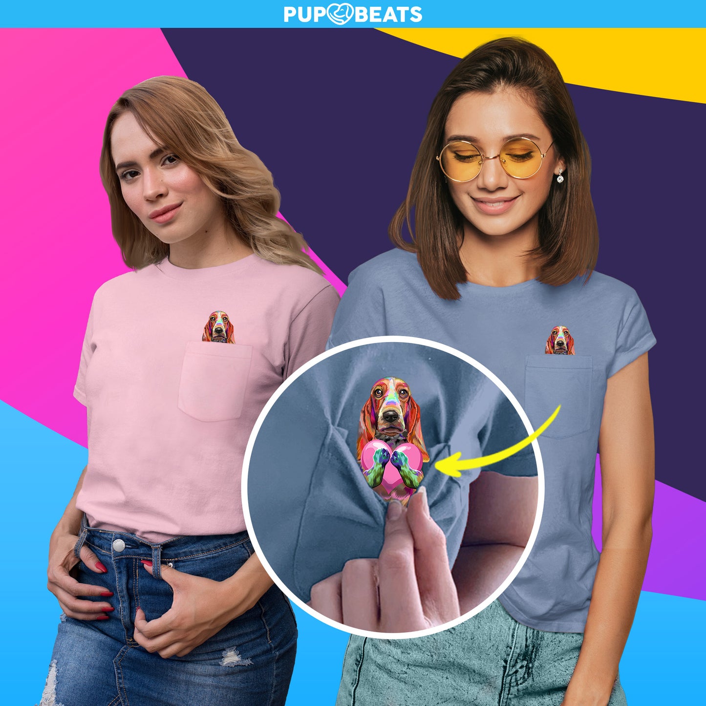 Basset Hound Love Pocket T-Shirt