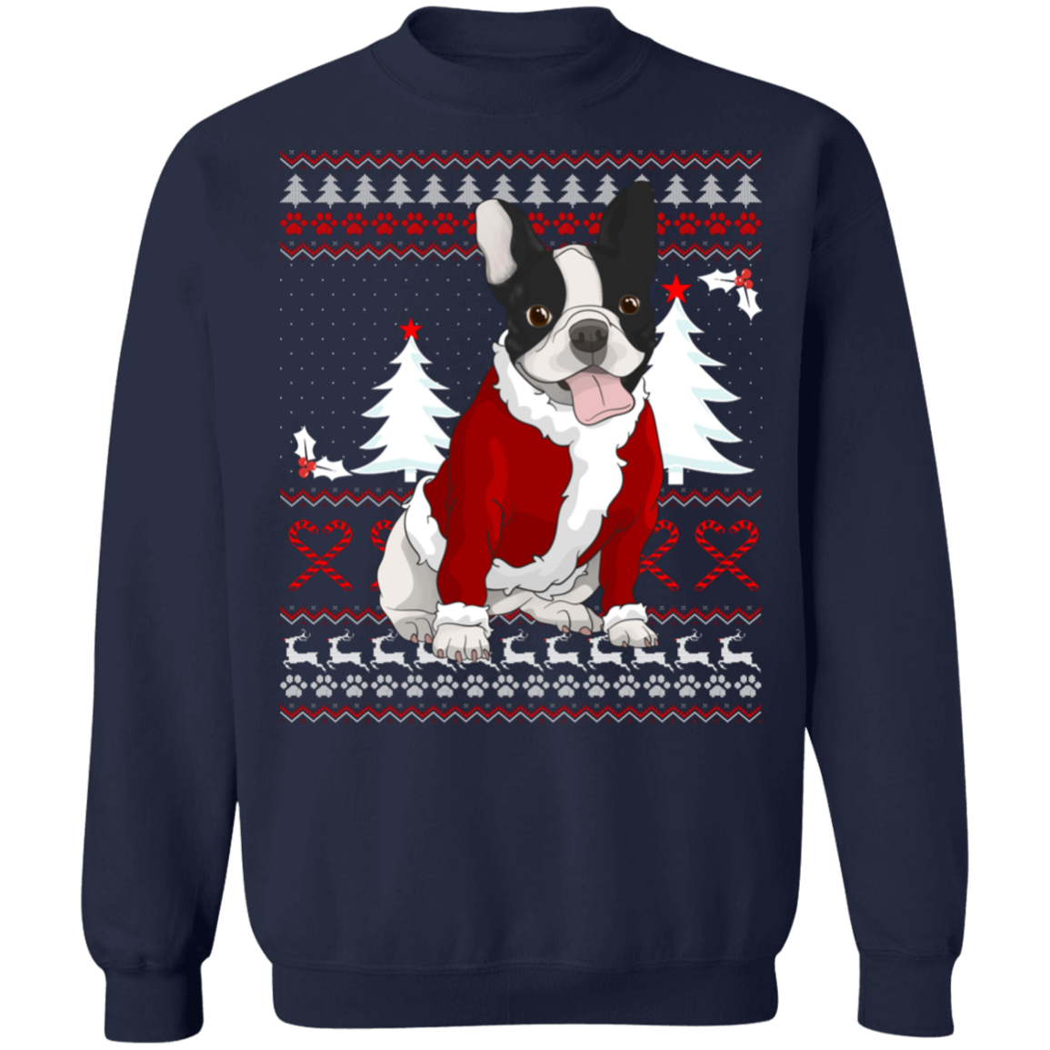 Boston Terrier Christmas Pullover Sweatshirt