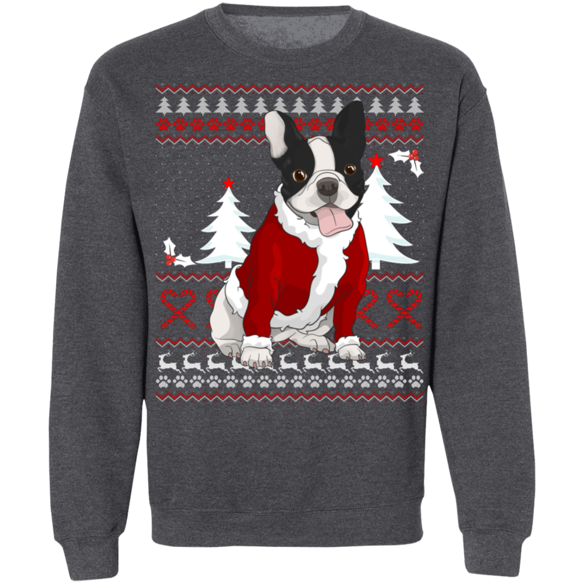 Boston Terrier Christmas Pullover Sweatshirt