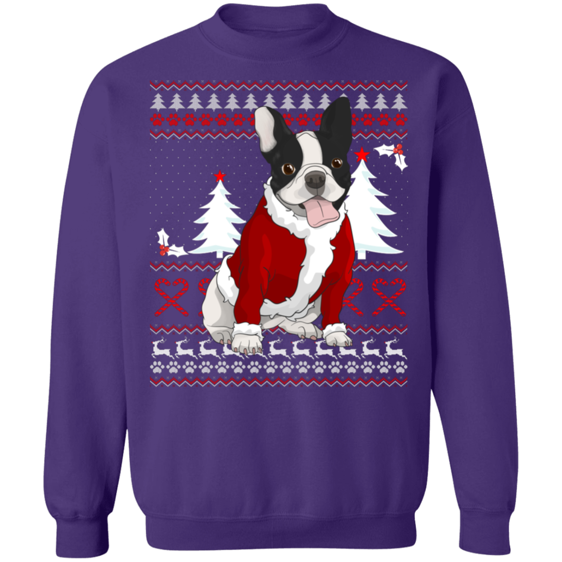Boston Terrier Christmas Pullover Sweatshirt
