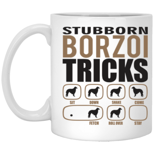 Stubborn borzoi tricks 11 oz. White Mug