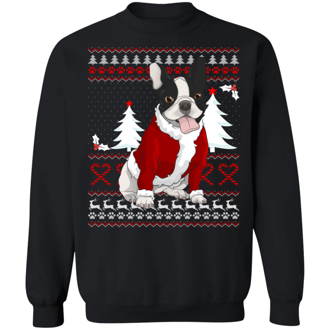 Boston Terrier Christmas Pullover Sweatshirt