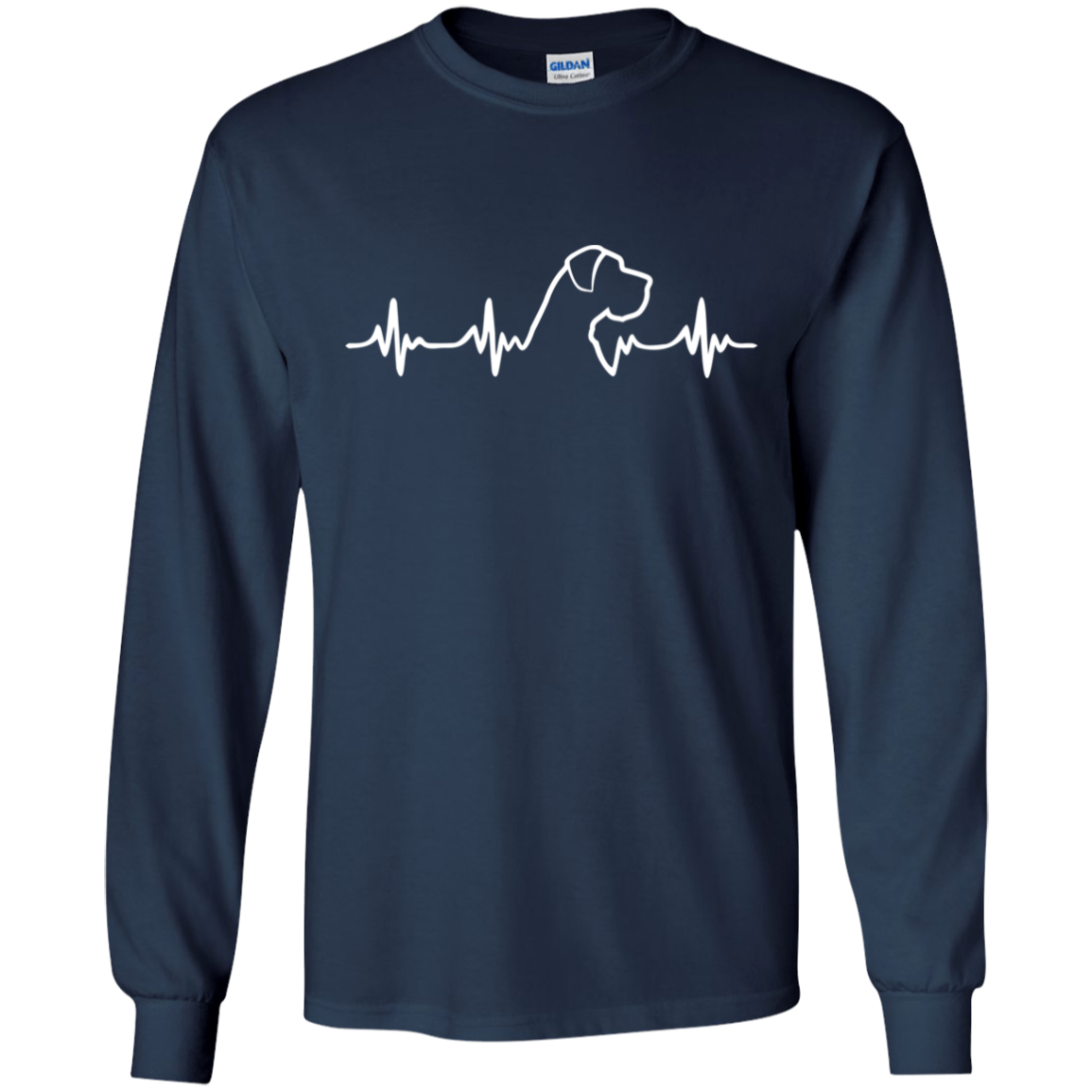 Great Dane Heartbeat Uncropped Ultra Cotton Long Sleeve T-Shirt