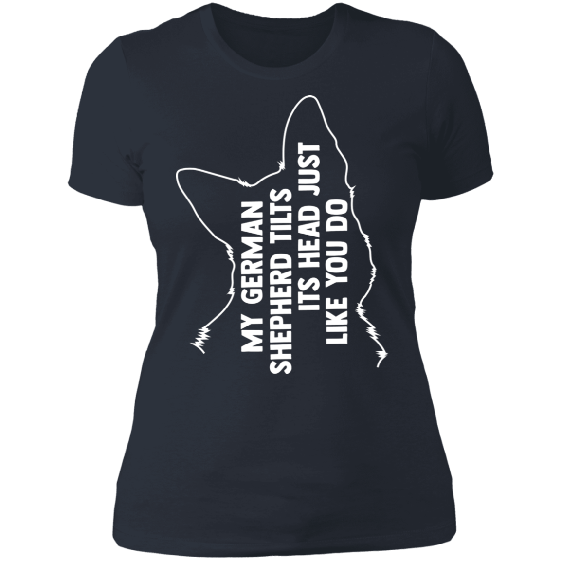 German Shepherd Tilt Head Ladies' Boyfriend T-Shirt