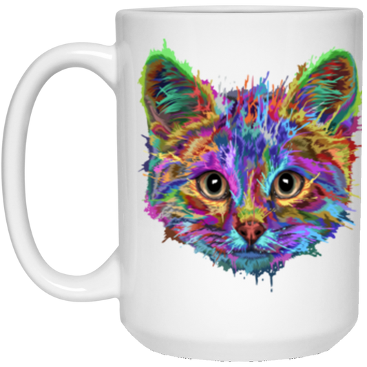 Cat Splash Art 15 oz. White Mug