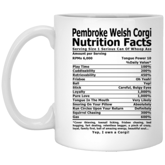 Pembroke Welsh Corgi Nutrition 11oz Coffee Mug