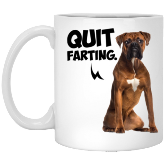 Boxer Quit Farting White Mug