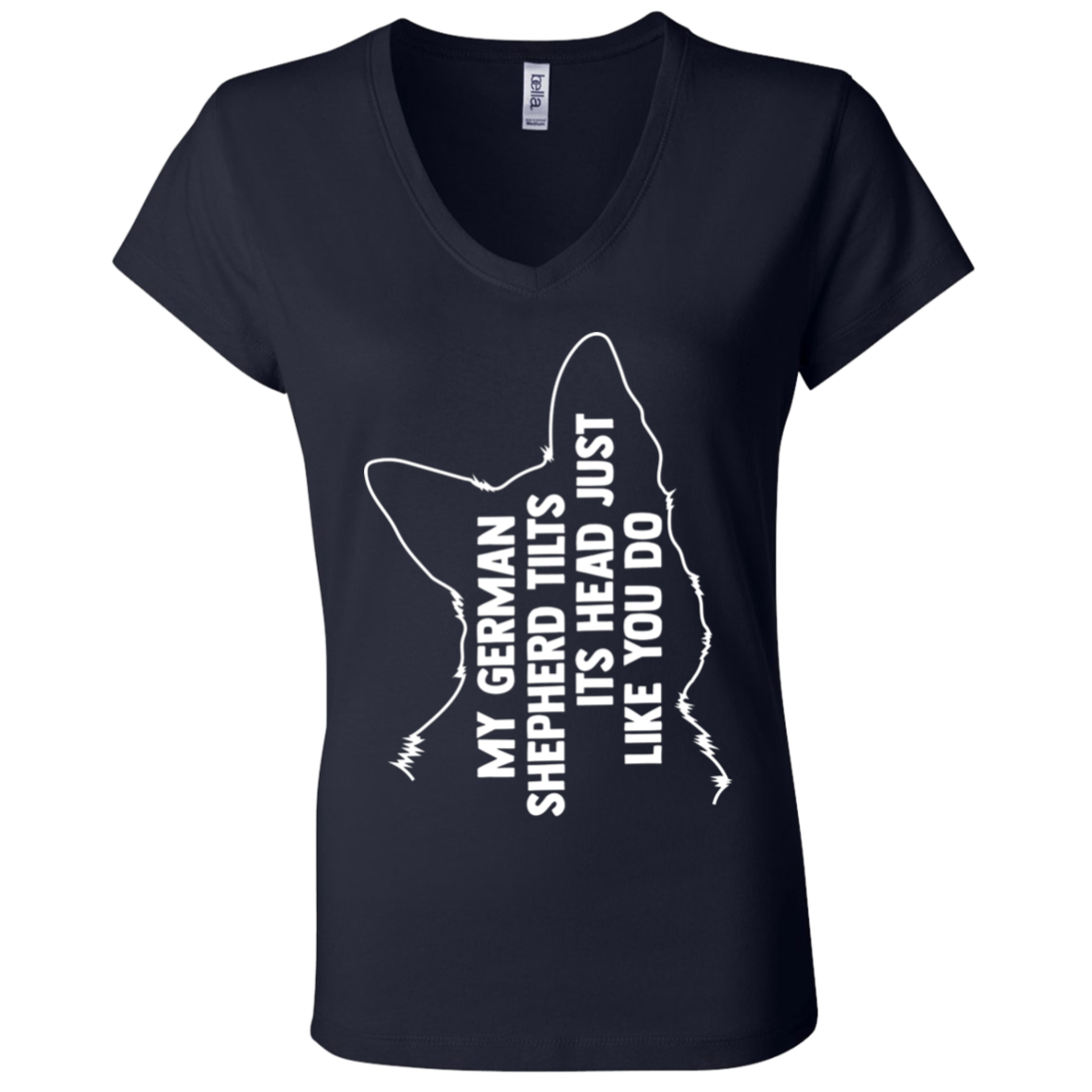 German Shepherd Tilt Head Ladies V-Neck T-Shirt