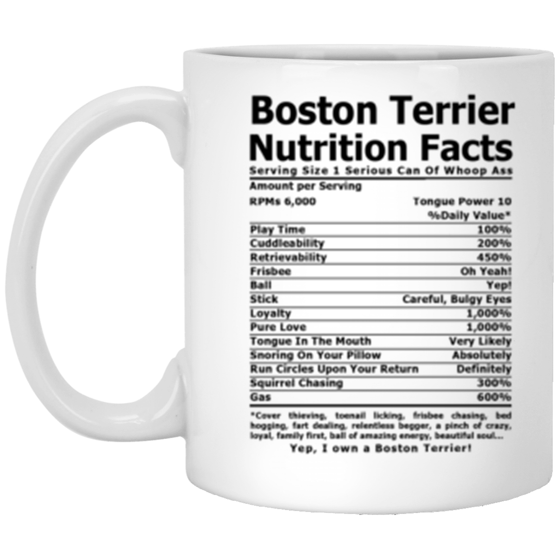 Boston Terrier Nutrition White Mug