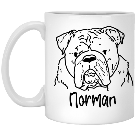 Norman The Bulldog 11 oz. White Mug