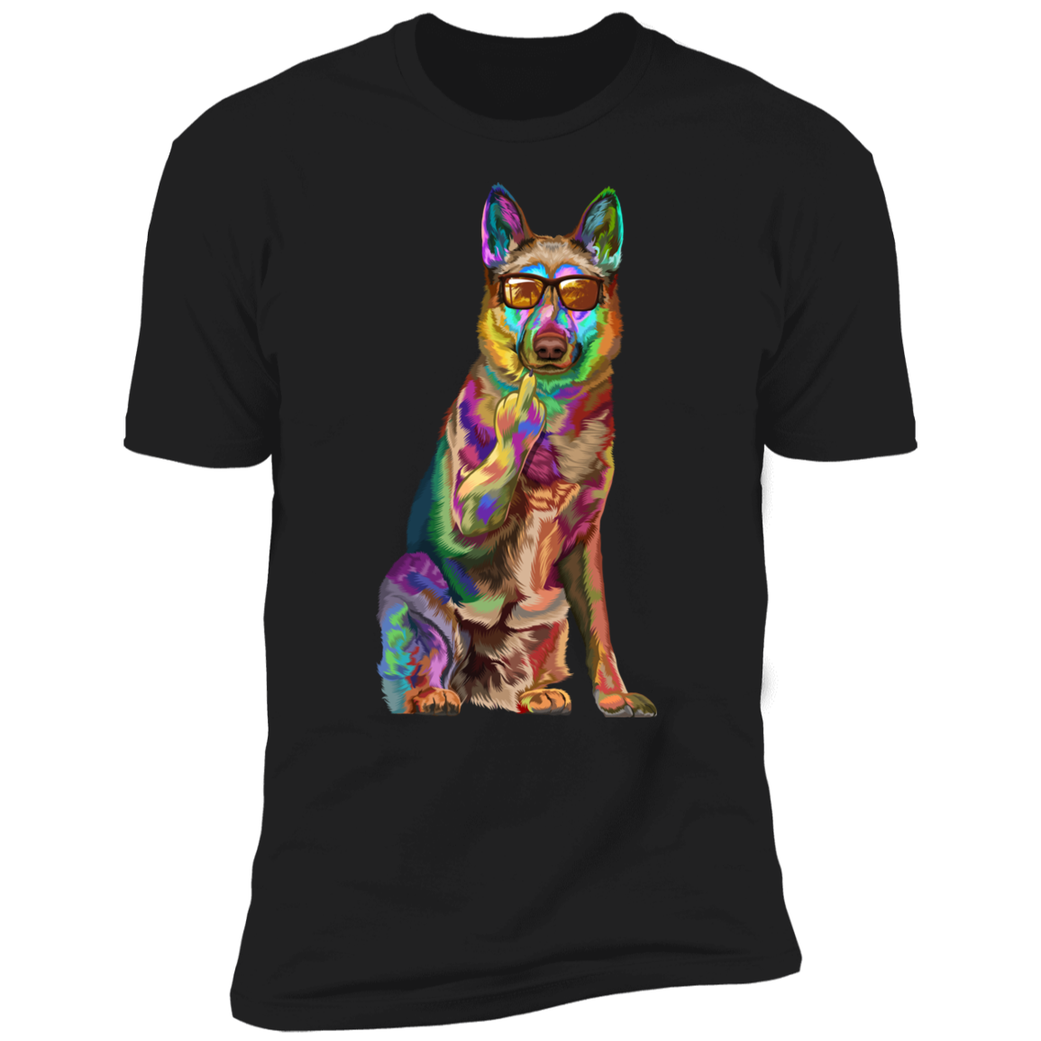 German Shepherd Middle Finger Short Sleeve T-Shirt