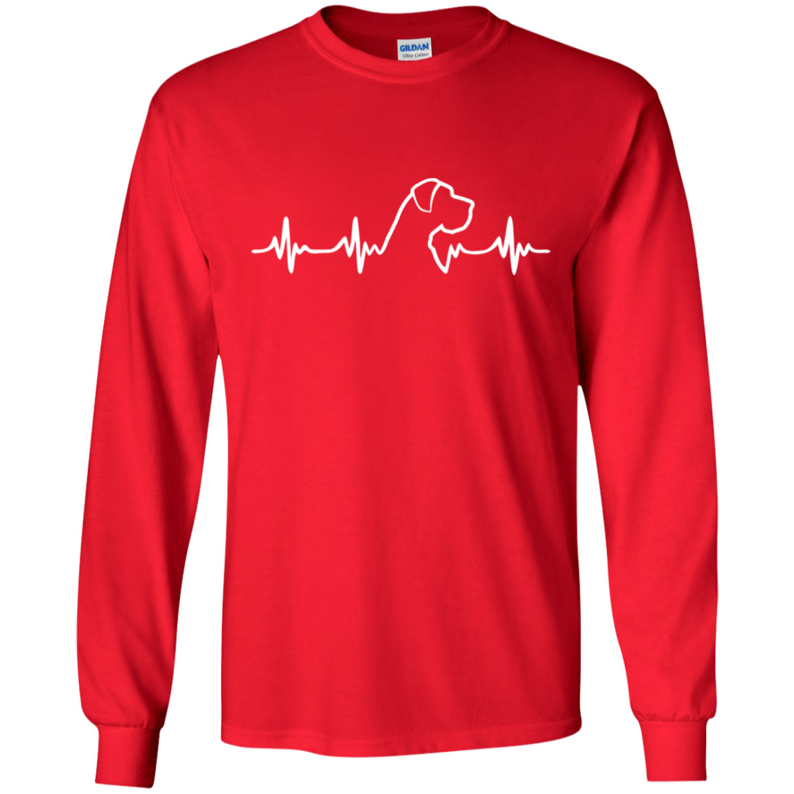 Great Dane Heartbeat Uncropped Ultra Cotton Long Sleeve T-Shirt