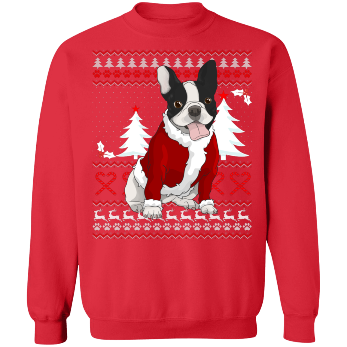 Boston Terrier Christmas Pullover Sweatshirt