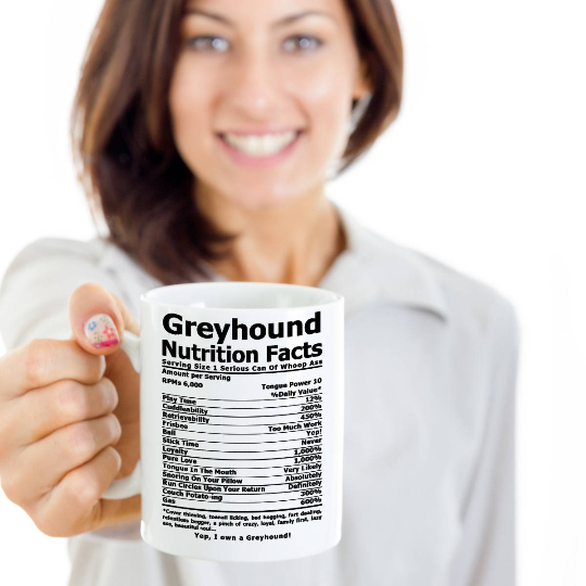 Greyhound Nutri Facts White Mug